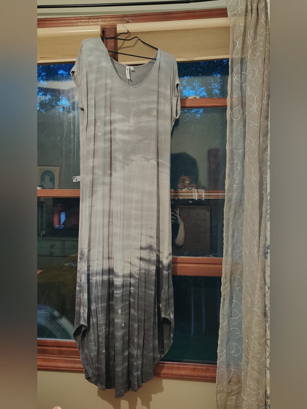 Cable & Gauge Grey Ombre V-Neck High-Low Maxi Dress Size Large